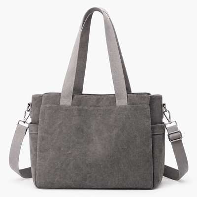 The Sunday Avenue Grey Hannah Beige Canvas Tote Bag with Detachable Crossbody Strap