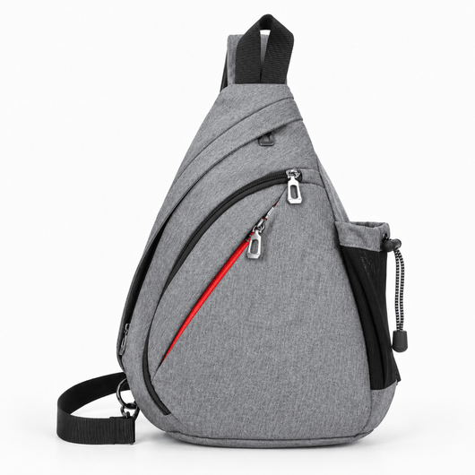 The Sunday Avenue Grey Men's Black Nylon Sling Bag with Anti-Theft Pocket