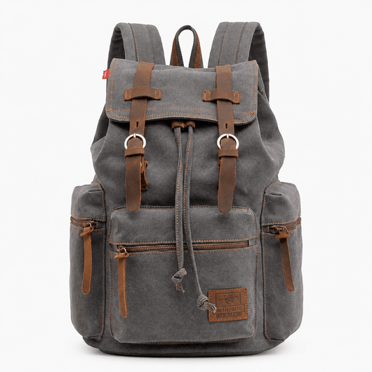 The Sunday Avenue Grey Men's Vintage Brown Canvas Backpack with Leather Straps