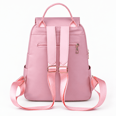 The Sunday Avenue Grey Pink Quilted Purse Backpack with Pearl Flower Accent