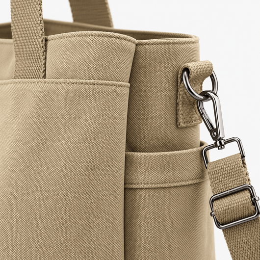 The Sunday Avenue Hannah Beige Canvas Tote Bag with Detachable Crossbody Strap
