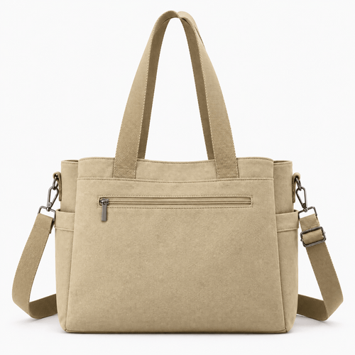 Canvas Tote Bag with Detachable Crossbody Strap - Eleanora