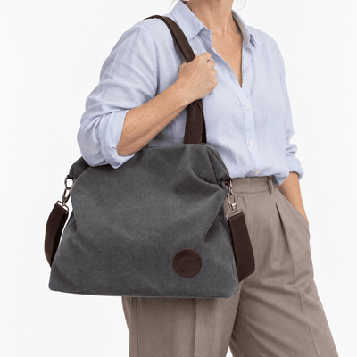 The Sunday Avenue Kate Grey Canvas Convertible Shoulder Bag