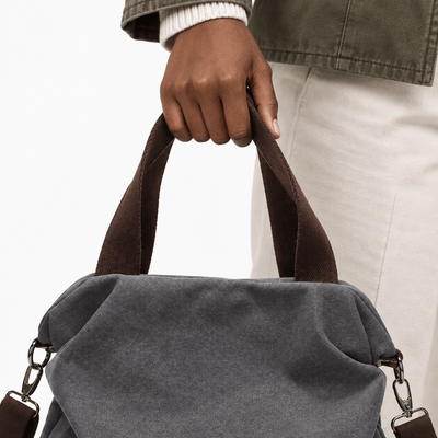 The Sunday Avenue Kate Grey Canvas Convertible Shoulder Bag