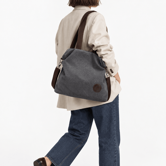 The Sunday Avenue Kate Grey Canvas Convertible Shoulder Bag