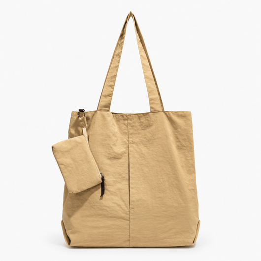 The Sunday Avenue Khaki + Free Small Purse Khaki Lightweight Tote Bag with Removable Zipped Pouch