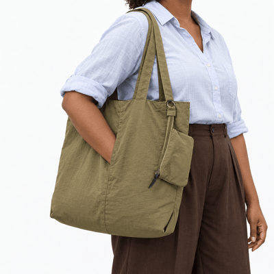 The Sunday Avenue Khaki Lightweight Tote Bag with Removable Zipped Pouch