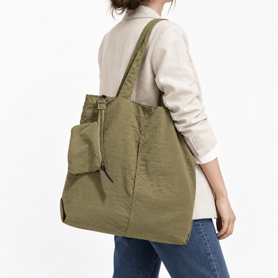 The Sunday Avenue Khaki Lightweight Tote Bag with Removable Zipped Pouch