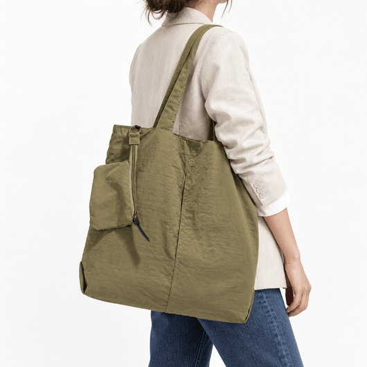 The Sunday Avenue Khaki Lightweight Tote Bag with Removable Zipped Pouch