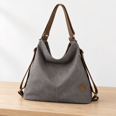 The Sunday Avenue Khloe Grey Canvas Convertible Shoulder Bag and Backpack