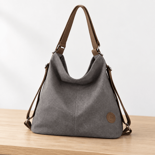 The Sunday Avenue Khloe Grey Canvas Convertible Shoulder Bag and Backpack