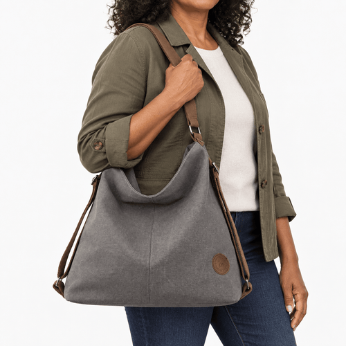 Canvas Convertible Shoulder Bag and Backpack - Cara