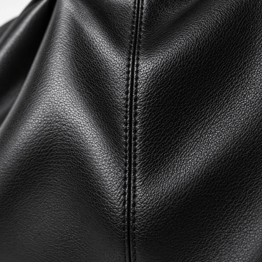 The Sunday Avenue Large Black Vegan Leather Tote Bag with Zip for A4 Work and Study