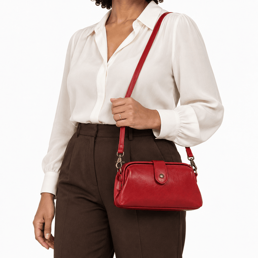 The Sunday Avenue Libra Vintage Red Structured Shoulder Bag
