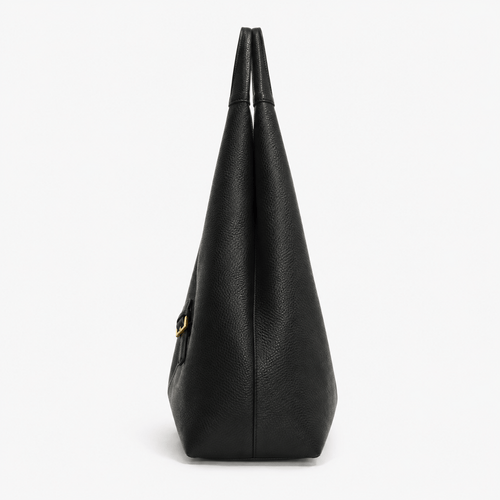 LICA Large Black Soft Leather Hobo School Bag