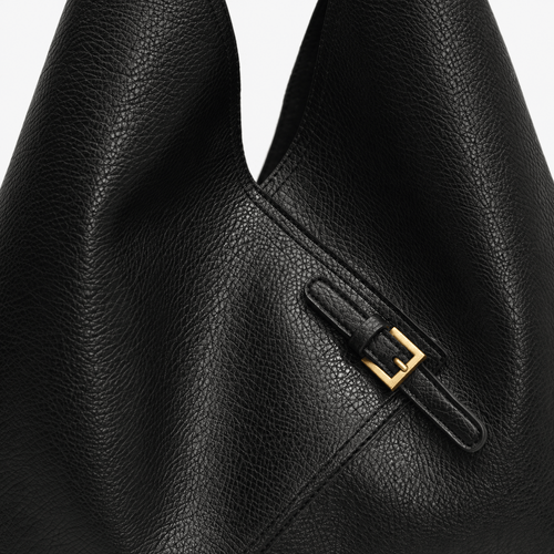 LICA Large Black Soft Leather Hobo School Bag
