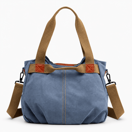 The Sunday Avenue Light Blue Eleanor Blue Canvas Tote Bag with Detachable Crossbody Strap