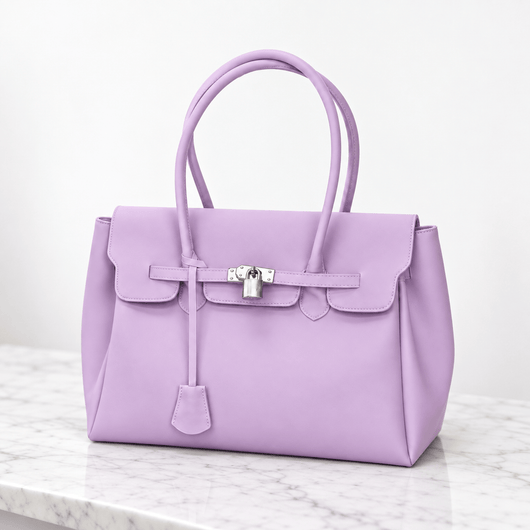 The Sunday Avenue Lilac Matte Jelly PVC Tote Bag with Lock