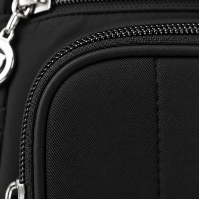 The Sunday Avenue Lindsey Black Nylon Multi-Pocket Shoulder Bag