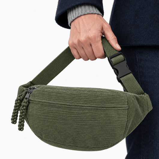 The Sunday Avenue Lise Green Corduroy Belt Bag