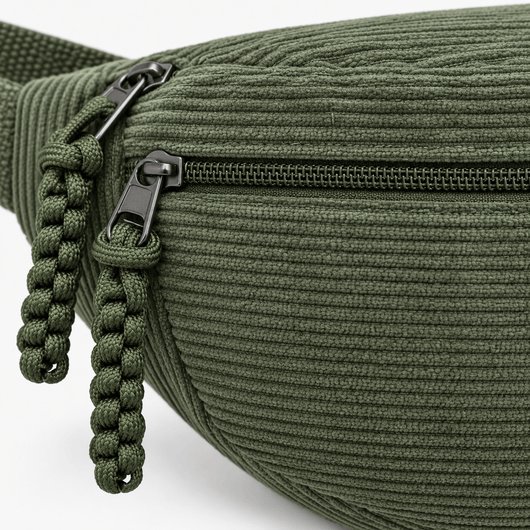 The Sunday Avenue Lise Green Corduroy Belt Bag