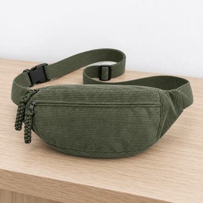 The Sunday Avenue Lise Green Corduroy Belt Bag