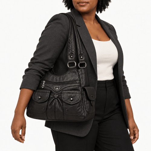 PU Leather Multi-Pocket Shoulder Bag - Jessamine