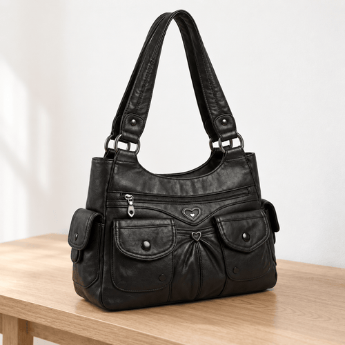 PU Leather Multi-Pocket Shoulder Bag - Jessamine