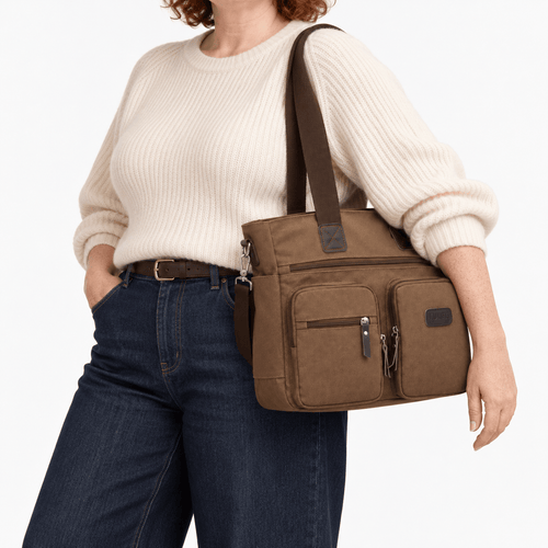 Canvas Multi-Pocket Tote Bag - Loveday