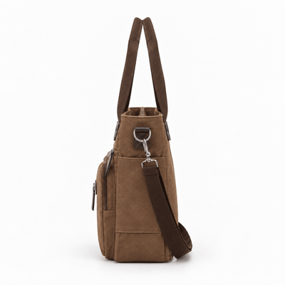 The Sunday Avenue Madeline Brown Canvas Multi-Pocket Tote Bag