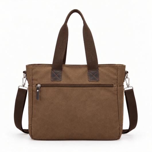 The Sunday Avenue Madeline Brown Canvas Multi-Pocket Tote Bag