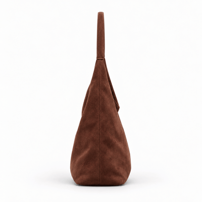 The Sunday Avenue Maëly Brown Faux Suede Tote Bag with Matching Pouch