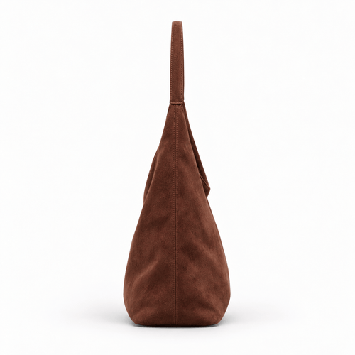 Faux Suede Tote Bag with Matching Pouch - Valentina