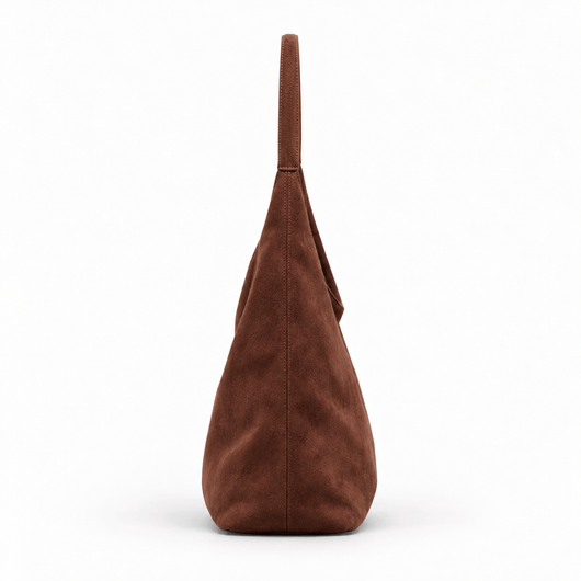 The Sunday Avenue Maëly Brown Faux Suede Tote Bag with Matching Pouch