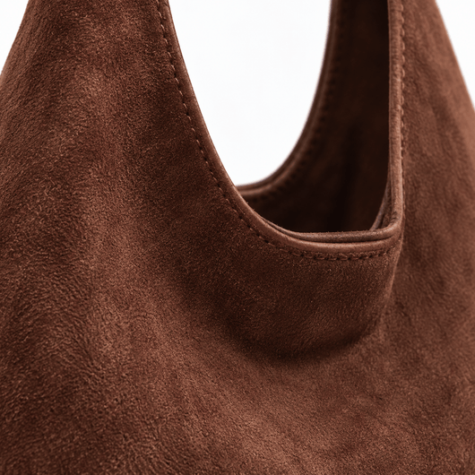 The Sunday Avenue Maëly Brown Faux Suede Tote Bag with Matching Pouch