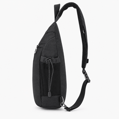The Sunday Avenue Men's Black Nylon Sling Bag with Anti-Theft Pocket