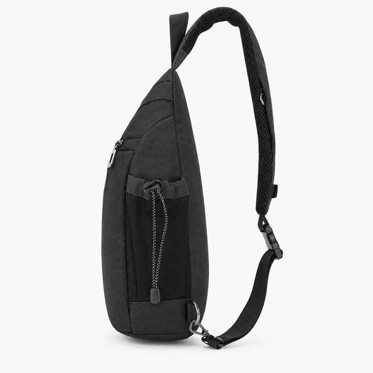 The Sunday Avenue Men's Black Nylon Sling Bag with Anti-Theft Pocket