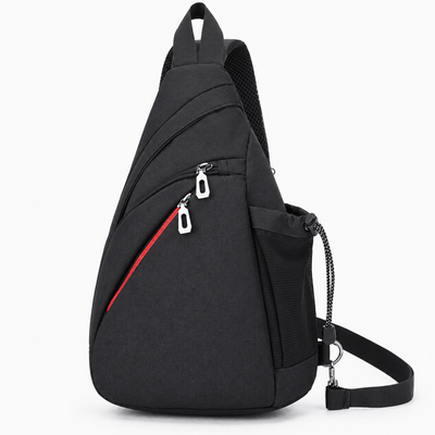 The Sunday Avenue Men's Black Nylon Sling Bag with Anti-Theft Pocket