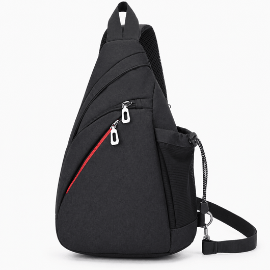 The Sunday Avenue Men's Black Nylon Sling Bag with Anti-Theft Pocket