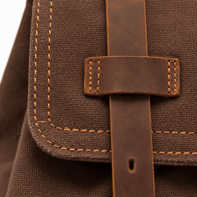 The Sunday Avenue Men's Vintage Brown Canvas Backpack with Leather Straps