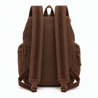The Sunday Avenue Men's Vintage Brown Canvas Backpack with Leather Straps