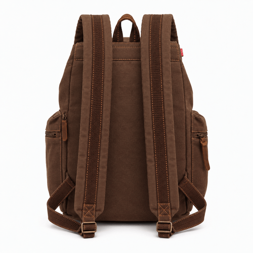 Men's Vintage Canvas Backpack with Leather Straps - Lavender