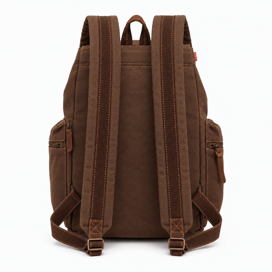 The Sunday Avenue Men's Vintage Brown Canvas Backpack with Leather Straps