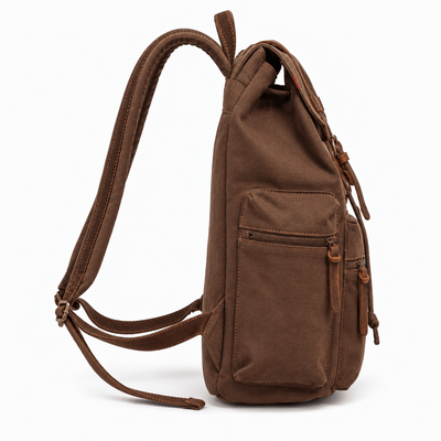 The Sunday Avenue Men's Vintage Brown Canvas Backpack with Leather Straps