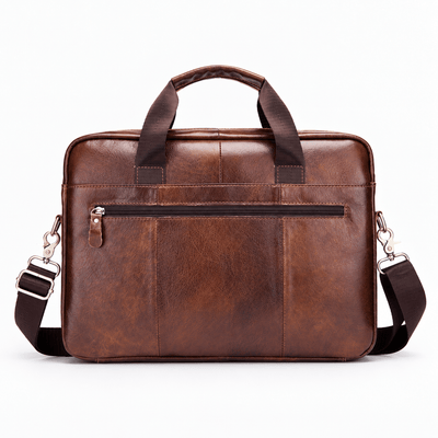 The Sunday Avenue Men's Vintage Brown PU Leather Laptop Briefcase with Removable Shoulder Strap