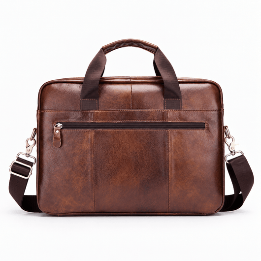 The Sunday Avenue Men's Vintage Brown PU Leather Laptop Briefcase with Removable Shoulder Strap