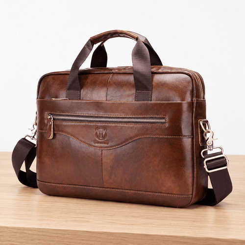 Men's Vintage PU Leather Laptop Briefcase with Removable Shoulder Strap - Nerissa