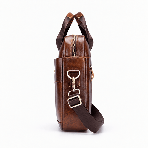 Men's Vintage PU Leather Laptop Briefcase with Removable Shoulder Strap - Nerissa
