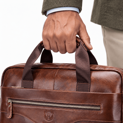 Men's Vintage PU Leather Laptop Briefcase with Removable Shoulder Strap - Nerissa