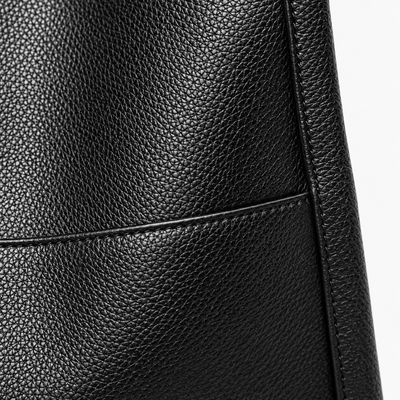 The Sunday Avenue Mia Black Pebbled Tote Bag with Interior Pockets
